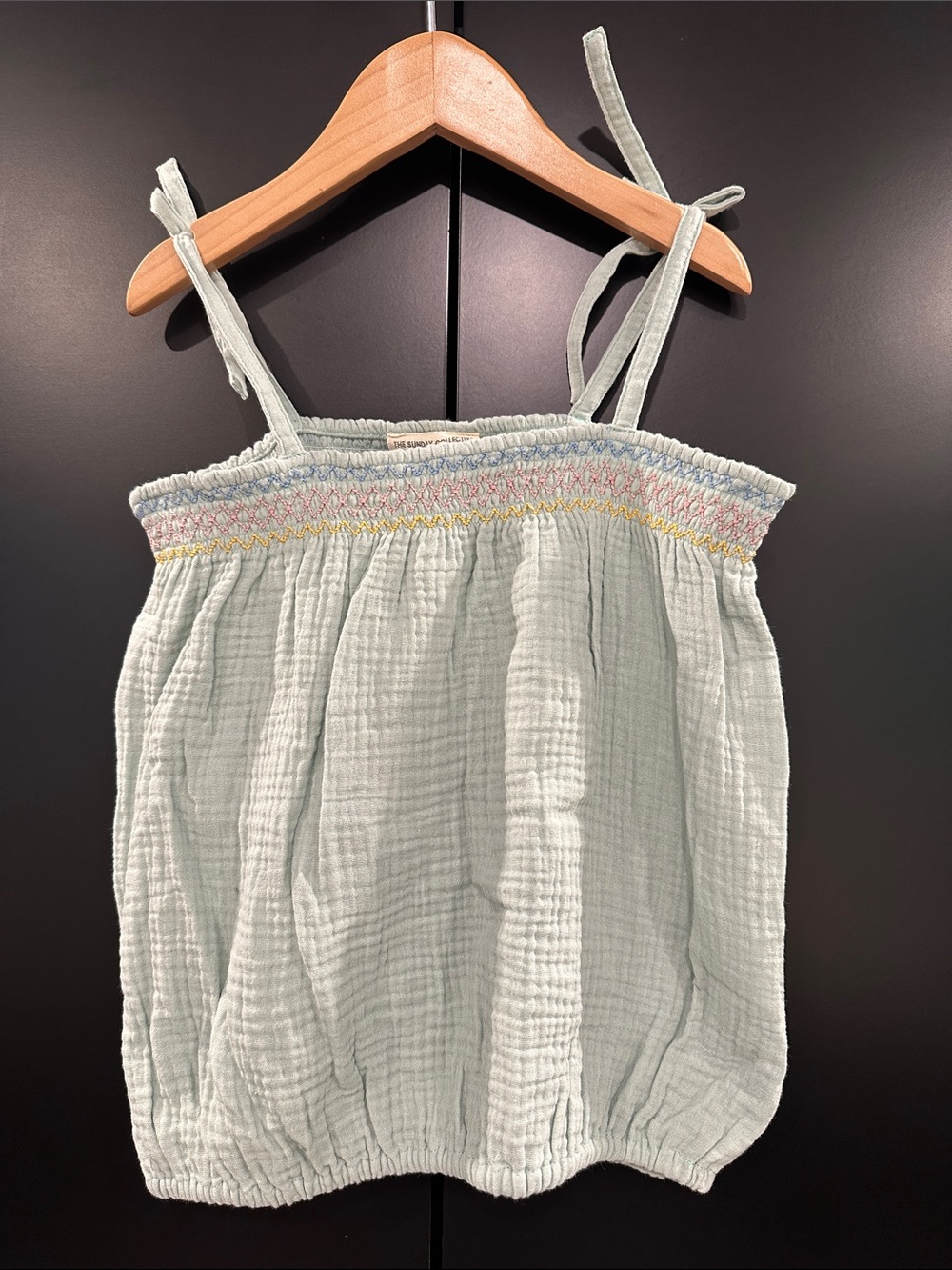 NEW The Sunday Collective Smocked Cotton Gauze Camisole Top